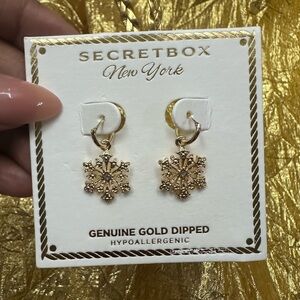 Secret Box NY Gold-Dipped Snowflake Drop Earrings | For Pierced Ears